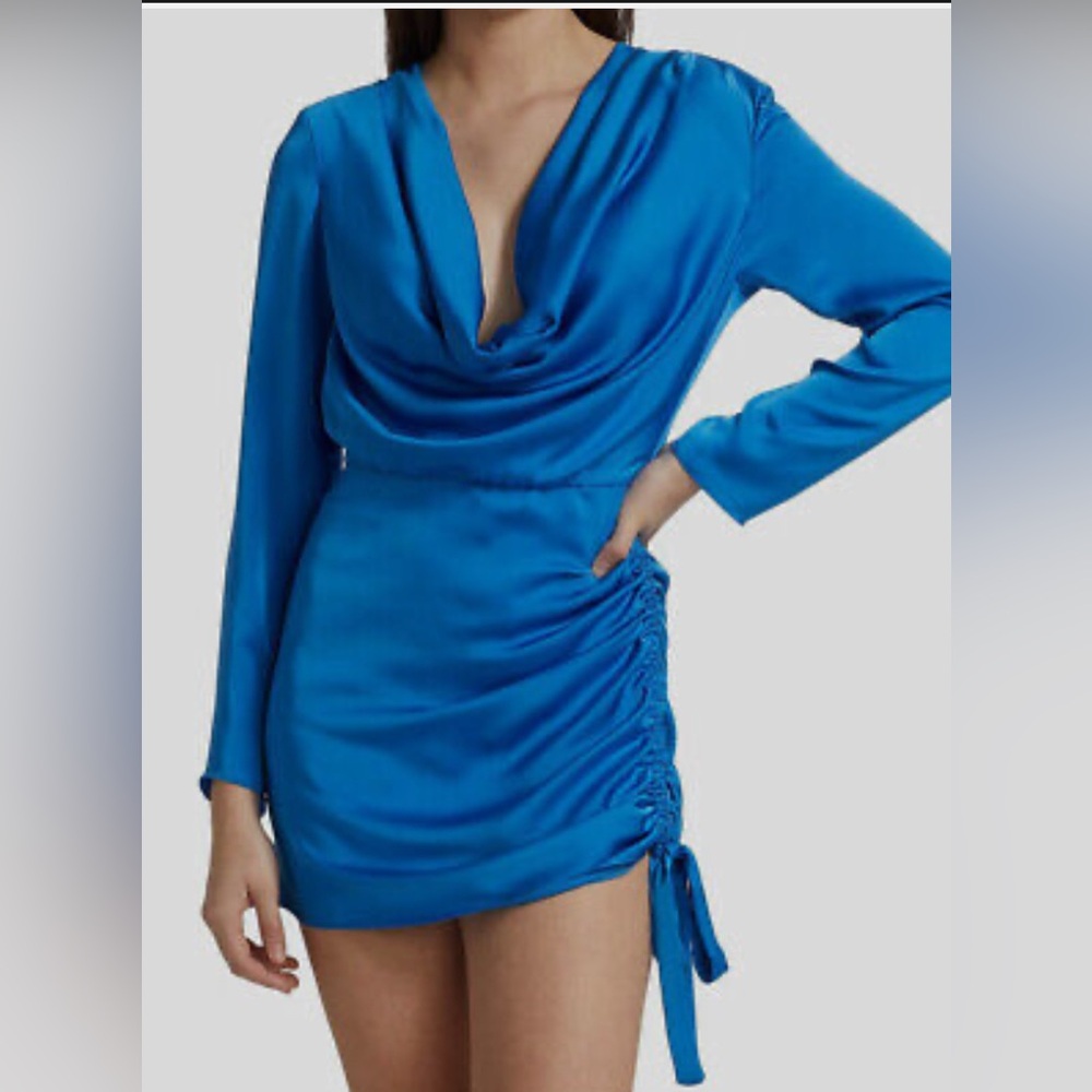 Ramy Brook Women's Blue Reeta Long Sleeve Mini Dress Size Medium